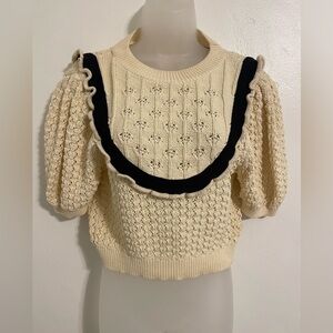 Zara Beige Knit Top with Black Detail